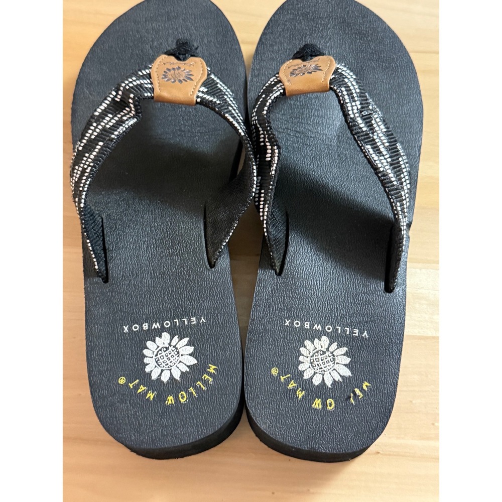 Yellow Box Emmett Mellow Mat Platform Flip Flop Sandals Black Woven Women's 8 - Picture 1 of 8